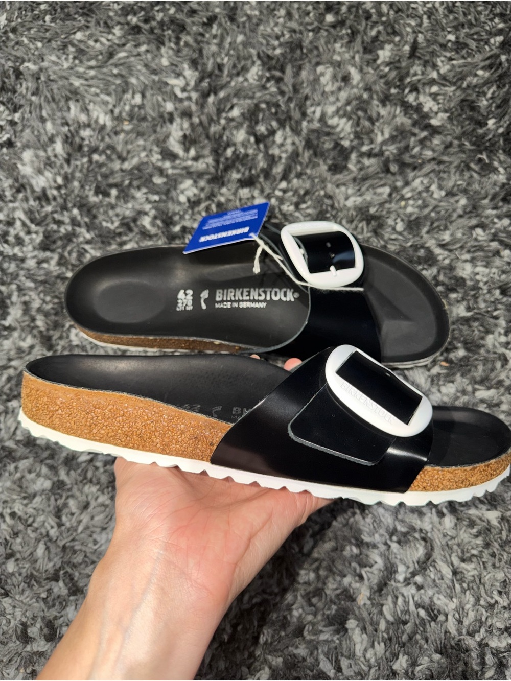 Birkenstock Madrid Big Buckle- Black Patent. SIZE: 42 (11 US)